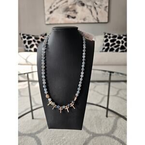 Peyote Bird Free Spirit Blue Natural Stone Cross Necklace New